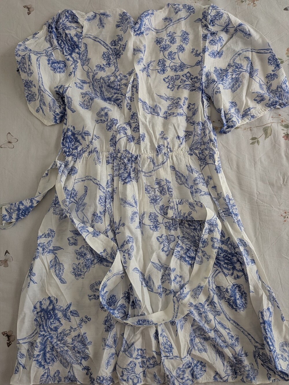 Mango White Dress with Blue Floral Print - Picture 9 of 14